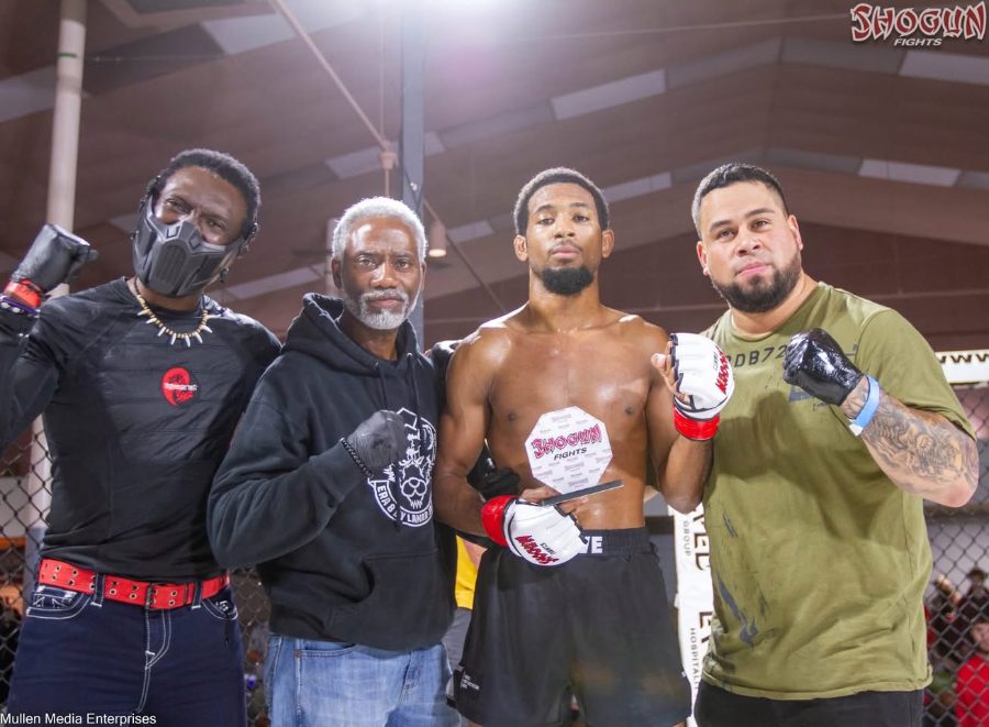 Coach Deon Jackson with his corner after a submission win at Shogun Fights