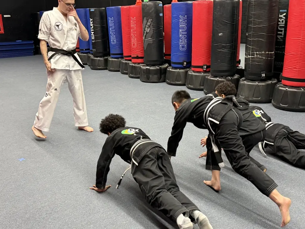 Kids karate class conditioning